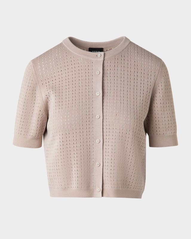 Crop Ajoure Knit Cardigan